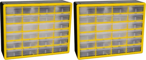 Miniatura 42 de Repisa para almacenamiento de piezas, de plástico, con 26 cajones Akro-Mils 10126REDBLK20, de 20 pulgadas x 10-1/4 pulgadas x 6-3/8 pulgadas, rojo