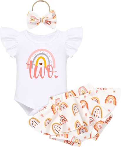 Miniatura 15 de IMEKIS Traje de 1er cumpleaños para bebé niña con estampado de girasol y durazno + pantalones cortos con volantes + diadema para sesión de fotos