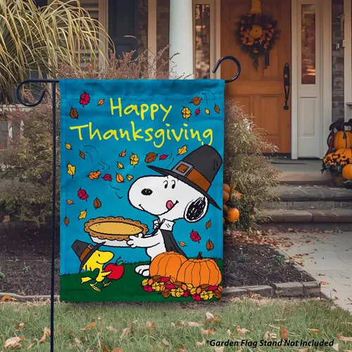 Miniatura 4 de Flagology, PEANUTS®, Happy Thanksgiving Snoopy - Bandera de jardín de 12 x 18 pulgadas, con licencia oficial de Peanuts®, otoño