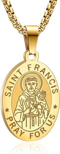 Miniatura 31 de Collar de patrón de santo, San Miguel/Virgen María/Rafael/Judá/Cristóbal/Benedicto/José/Patricio/Francisco/Florián/Tomás/Antonio, acero inoxidable