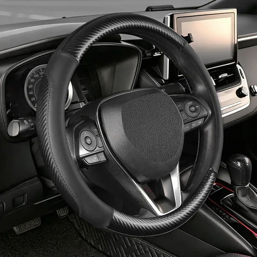 SEG Direct Funda para volante de automóvil, tamaño mediano estándar de 14 1/2-15 pulgadas, embalaje no plegable, resistente, antideslizante, cuero