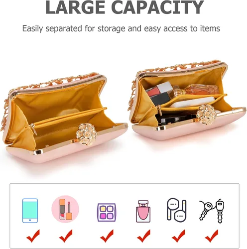 Miniatura 3 de Sweetovo Bolso de noche para mujer, bolso de mano con diamantes de imitación, brillante para fiesta, bolso de hombro, bolsa de boda con cadena