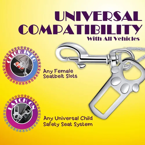 Miniatura 5 de Cinturón de seguridad para automóvil para perro sin masticar ni masticar, cinturón de seguridad para cachorros, con doble clip y cierre de fijación