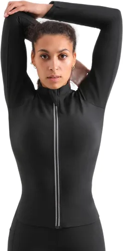 Miniatura 2 de Traje de sauna, chaqueta moldeadora de cuerpo de sudor caliente, entrenador de cintura, manga larga, con cremallera, camiseta de entrenamiento Negro