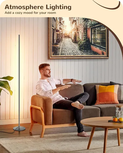 Miniatura 5 de Lámpara de pie EDISHINE, lámparas de pie con control remoto y interruptor de pie para sala de estar, lámpara de pie regulable del 10% al 100% con 7