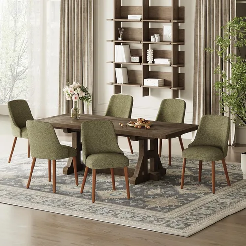 Miniatura 13 de MALOL Juego de 4 sillas de comedor tapizadas con patas de madera, sillas de cocina acolchadas con respaldo alto para comedor, restaurante y Beige-New
