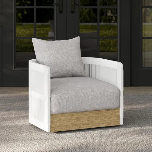 Miniatura 10 de homary Silla giratoria de ratán para patio, muebles de mimbre para exteriores con cojín grueso a prueba de lluvia y marco de aluminio para jardín