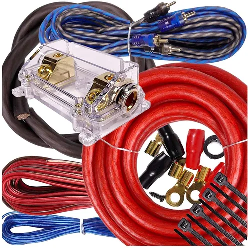 Kit completo de cableado Gravity de calibre 0 de 5000 vatios, amplificador PK1 0 Ga azul, 250 A + fusible de 300 A incluido, perfecto para