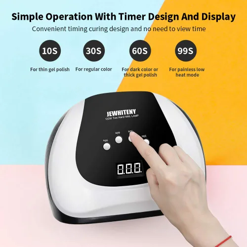 Miniatura 2 de JEWHITENY Lámpara de uñas LED UV de 120 W, secador de uñas para esmalte de gel con 54 cuentas de luz, lámpara de curado mejorada para uñas de manos