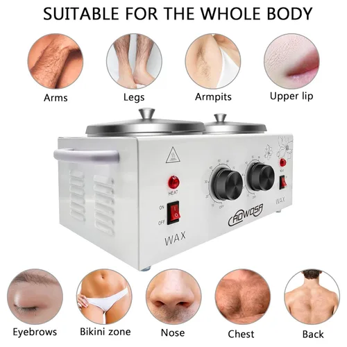 Miniatura 5 de Calentador de cera doble profesional eléctrico calentador de cera para depilación, olla de cera doble, parafina, piel facial, cuerpo, spa, salón