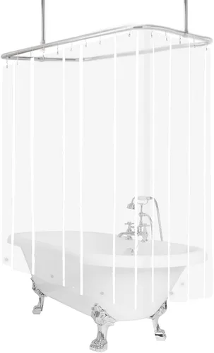 Miniatura 10 de Cortina de ducha transparente para bañera con patas de 180 x 70 pulgadas, envolvente, con 6 imanes, impermeable, juego de cortinas de ducha