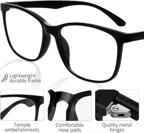 Miniatura 4 de Lentes de bloqueo de luz azul cuadrados para computadora/juegos/TV/teléfono-99% filtrado de luz azul para hombres y mujeres