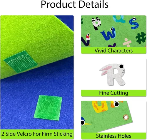 Miniatura 2 de PLIGREAT Tablero de fieltro de letras del alfabeto de animales lindos para aprender, tablero grande de franela colgante, símbolos, tablero de Letras