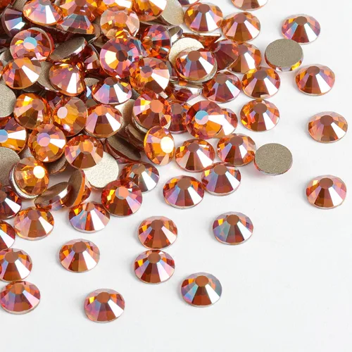 Miniatura 2 de Beadsland 1440 diamantes de imitación de cristal con parte trasera plana, gemas redondas, ámbar, SS3, 0.047-0.055 in