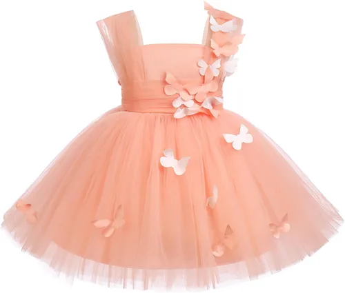 Vestido de mariposa para niña pequeña, sin mangas, vestido de tul de mariposa, vestidos de cumpleaños, concursos de boda, fiesta, vestidos altos y