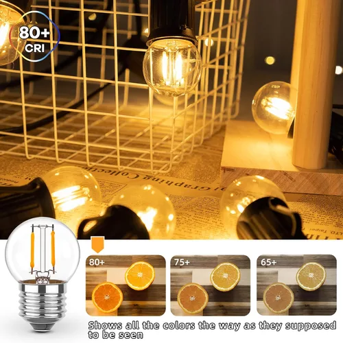 Miniatura 5 de E26 Bombillas de luz baja, bombillas LED G40 Edison pequeñas de 1 W, iguales a 10 W de bombillas incandescentes, 2700 K, luz blanca cálida