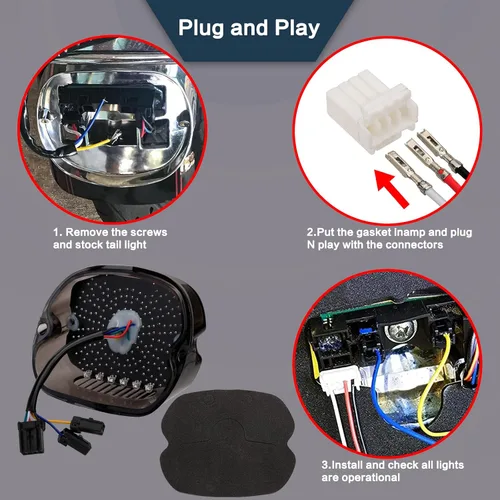 Miniatura 5 de Luz trasera LED para motocicleta, luz trasera roja, intermitente, luces de freno de perfil bajo, repuesto para Harley Dyna Sportster 883 1200 Road