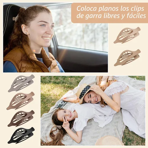Miniatura 6 de 6 Paquetes de Pinzas Planas en Forma de Garra para Mujeres, Pinza de Cabello Plana Concord Francesa, Pinzas de Cabello Curvas Mate en Forma de Garra