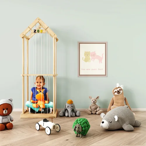 Miniatura 6 de Zoológico de almacenamiento de animales de peluche, organizador de almacenamiento de juguetes de pino macizo de 60.6 pulgadas de alto, base