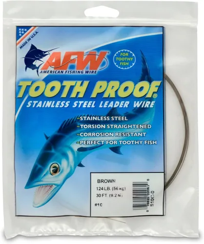 Miniatura 29 de AFW Alambre Líder Duro de Una Hebra de Acero Inoxidable a Prueba de Dientes - Brillante y Camuflaje para Tiburón, Barracuda, Caballa Real, Wahoo