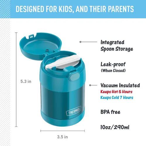 Miniatura 2 de THERMOS Funtainer - Tarro de alimentos aislado de 10 onzas, tarro de comida para niños con cuchara plegable, color negro