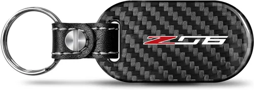 iPick Image Llavero de estilo de etiqueta de fibra de carbono negro real para Chevrolet Corvette C7 Z06, con licencia oficial, Negro -