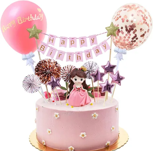 Miniatura 7 de Paquete de 12 adornos para tartas de vaca, linda figura de animales de granja con bolas, feliz cumpleaños para baby shower, niños, fiesta