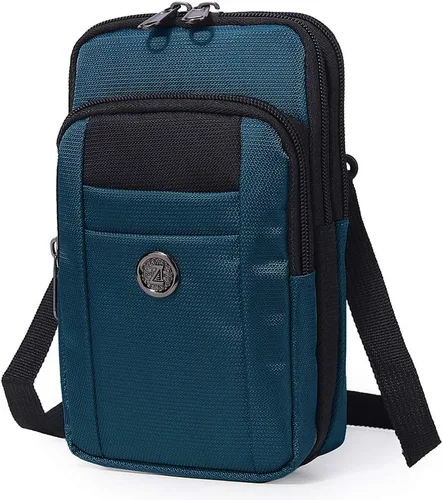Miniatura 10 de Senient Wolf - Bolsa cruzada multifuncional de nailon impermeable para teléfono, pequeña bolsa de cintura de un hombro, cartera para pasaporte
