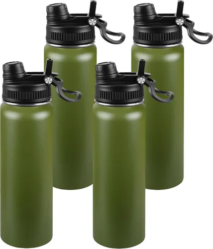 Miniatura 80 de Botella de agua aislada de 22 onzas, tapa 2 en 1 a prueba de fugas (sorbo/pajilla) + asa, botella de acero inoxidable para deportes, viajes, trabajo