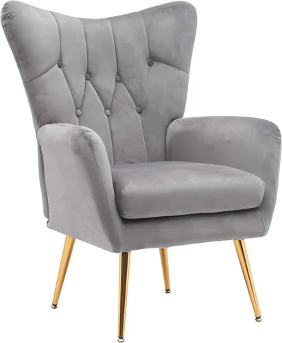 Miniatura 10 de Container Furniture Direct Silla moderna y elegante de mediados de siglo con respaldo de terciopelo para sala de estar, dormitorio u oficina