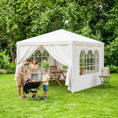 Miniatura 8 de Carpa para exteriores de 10 x 10 pies, tienda de campaña para fiestas de boda, cenador portátil, carpa con toldo, camping, refugio, almacenamiento