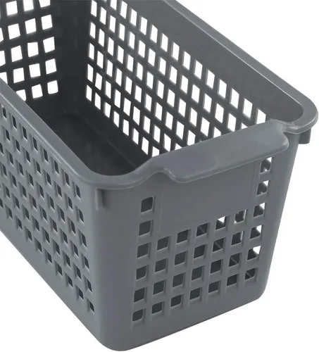 Miniatura 5 de Cestas de plástico para organizar, color gris, juego de 4