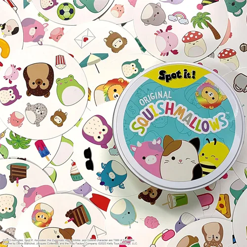 Miniatura 6 de Spot It! Squishmallows - Divertido juego de cartas para niños y adultos Con Mila, el elefante o Cailey, el cangrejo rosa y más Juego