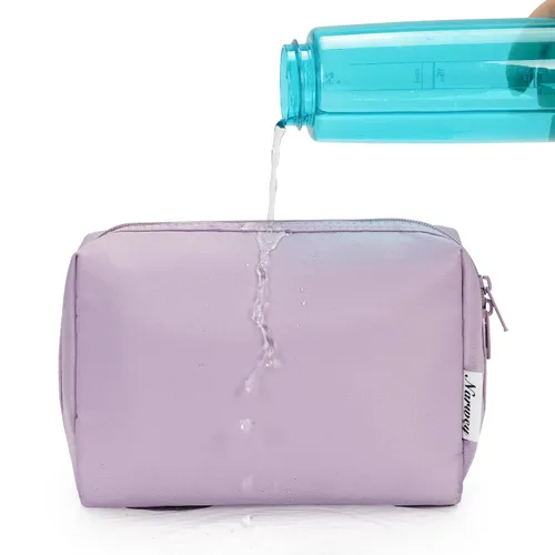 Miniatura 4 de Narwey Bonita bolsa de maquillaje de viaje, bolsa organizadora de cosméticos, bolsa de aseo con compartimentos para mujeres y niñas (grande, morado)