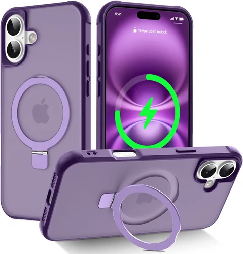 Miniatura 8 de CHAOFEnG Funda magnética compatible con iPhone 11 con soporte, prueba de caídas de grado militar, compatible con imán, anillo translúcido, parte