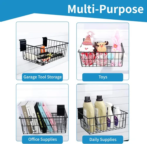 Miniatura 6 de Cestas de Slatwall de 15 pulgadas de ancho resistentes con listones de alambre de acero para colgar en la pared, accesorio versátil para venta al