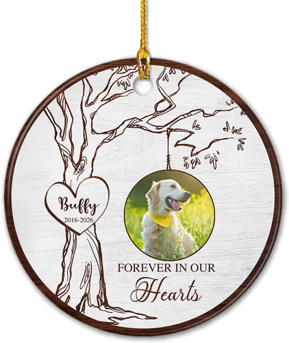 Miniatura 10 de Adorno de cerámica de Navidad personalizado para perro y gato, adorable adorno de Navidad amigable y leal, marco de fotos, adornos de Navidad 2026