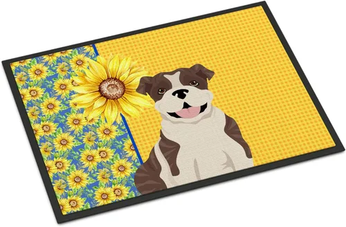 Miniatura 243 de Caroline's Treasures WDK5313MAT Airedale Terrier - Tapete para puerta delantera de 18 x 27 pulgadas, diseño de girasoles de verano, para entrada