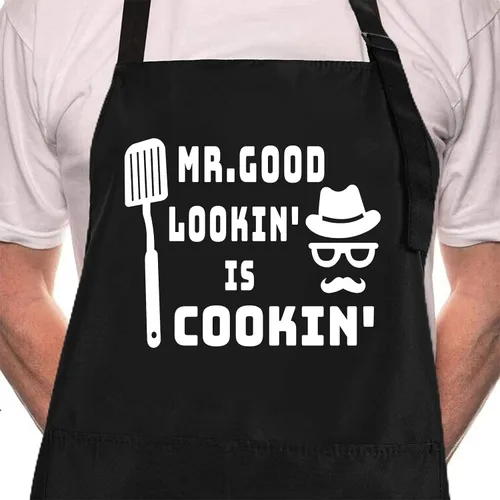 Miniatura 19 de ZOORON Divertidos delantales de chef negros para hombres, ajustables, para barbacoa, cocina, con bolsillos, accesorios para parrilla Tu opinión