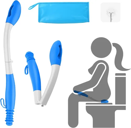 Jhua Herramienta de limpiaparabrisas plegable para mujeres y hombres, ayuda para el inodoro para limpiar 15.7 pulgadas de largo, cómoda, ayuda para