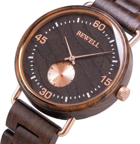 Miniatura 2 de BEWELL Wood Watches for Men Minimalist Style Quartz Stainless Steel Combined Wooden Watches Mens