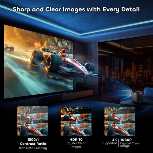 Miniatura 5 de Proyector de TV Google con WiFi Bluetooth, Soporte Full Ultra HD 1080P 4K, Proyección Inteligente para Cine en Casa, Mini Proyector Portátil al Aire