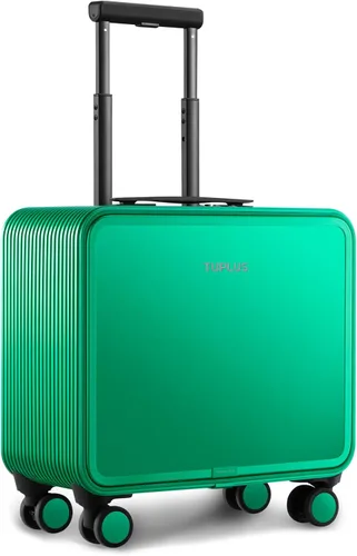 TUPLUS QUICK Maleta rígida de aluminio con ruedas dobles giratorias, equipaje de mano de 16 pulgadas, silencioso, maleta con bloqueo TSA, Verde,