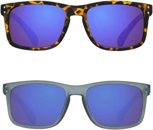 Miniatura 14 de proSPORT Lentes de sol de lectura para lectores con montura de cuerno con lentes de espejo azul para hombres y mujeres, no bifocales