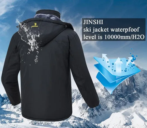 Miniatura 6 de JINSHI - Chaqueta de esquí para hombre, tejido polar, impermeable, rompevientos, M