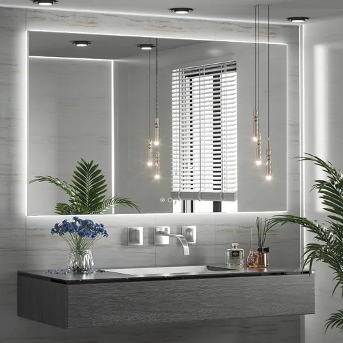 Miniatura 40 de TETOTE - Espejo retroiluminado para baño con luz, botón táctil regulable y función antivaho (horizontal o vertical)