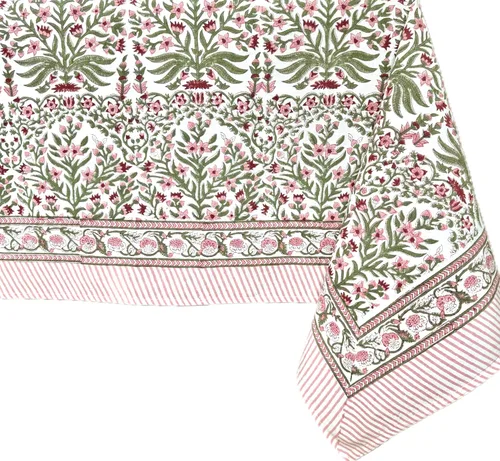 Miniatura 80 de ATOSII Mantel 100% algodón, Amara, floral, hecho a mano, rectangular, de lino, para cocina, comedor, fiestas, bodas, exteriores, picnics, Pascua
