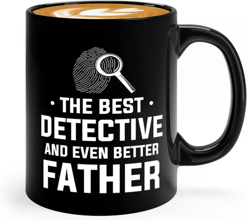 Taza de café detective de 11 onzas, color negro, el mejor detective, policía, patrulla, policía, policía, policía, policía, policía, policía, jefe