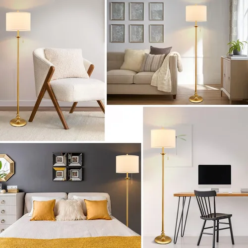 Miniatura 7 de Lámpara de pie dorada de 60", lámpara de pie para sala de estar, dormitorio, oficina y comedor - Lámparas de pie de esquina altas con interruptor