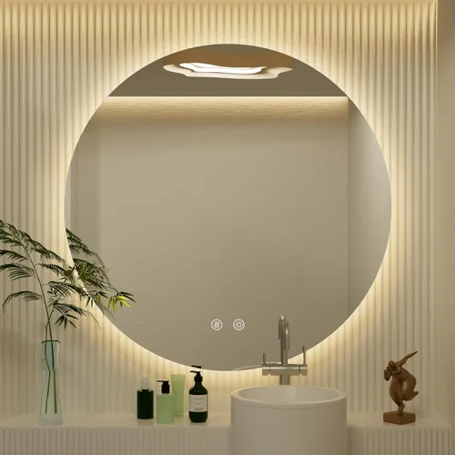 Miniatura 25 de Espejo LED para baño de 24 pulgadas, 3 temperaturas de color (3000K/4500K/6000K), retroiluminación regulable, antivaho, vidrio HD de 5MM, CRI 90+